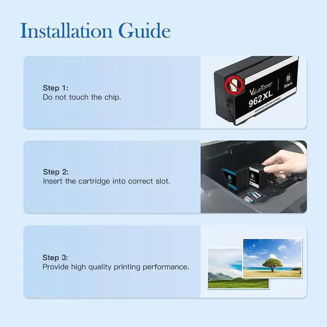 Alt view image 5 of 7 - Valuetoner Supply Remanufactured 962XL Ink Cartridges Combo Pack Replacement  962XL 962 XL for OfficeJet Pro 9015e 9018e 9015 9010 9025 9020 9018 9012 9028 Printer (Black, Cyan, Magenta, Yellow)