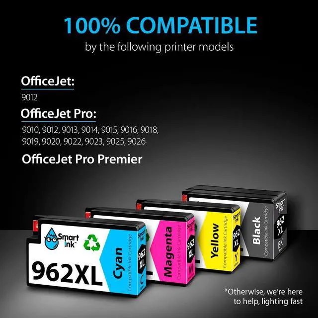 Alt view image 3 of 7 - Smart Ink Compatible Ink Cartridge Replacement  962XL 962 XL (Black XL & C/M/Y XL 4 Combo Pack) to use with Officejet Pro 9015 9010 9018 9022 9025 9020 9019 9013 9016 Officejet 9012
