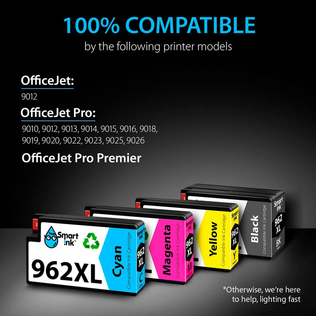 4-Pack 962XL Ink Cartridges Compatible With HP OfficeJet Pro 9010 9015 9016 9018 9020 Series