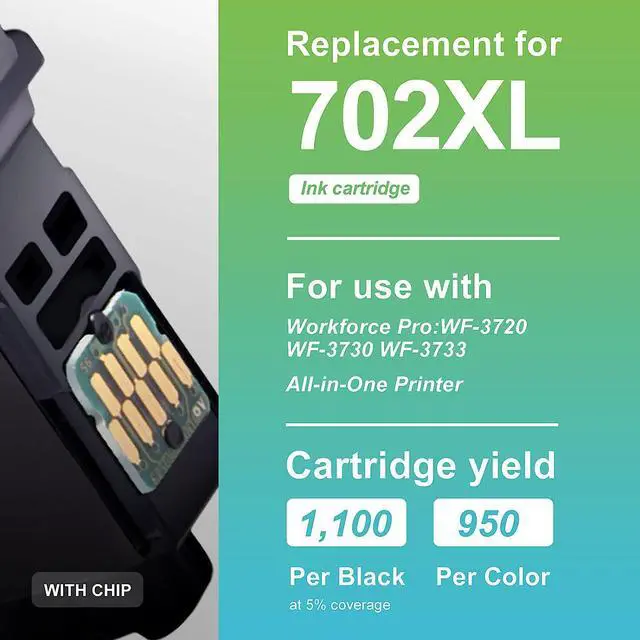 Alt view image 2 of 6 - LemeroSuperx 702XL Remanufactured Ink Cartridge Replacement for Epson 702 702XL for Workforce Pro WF-3720 WF-3730 WF-3733 Printer (1 Black, 1 Cyan, 1 Magenta, 1 Yellow, 4 Pack)