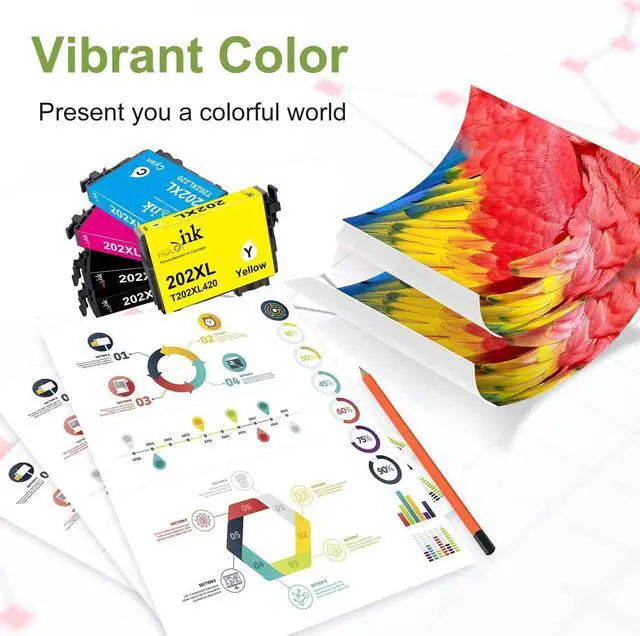 Alt view image 7 of 7 - 202XLInk Cartridges Remanufactured Replacement for Epson 202 Ink Cartridgesuse with Epson Workforce WF-2860 Expression Home XP-5100 Printer (2 Black, Cyan, Magenta, Yellow, 5-Pack)