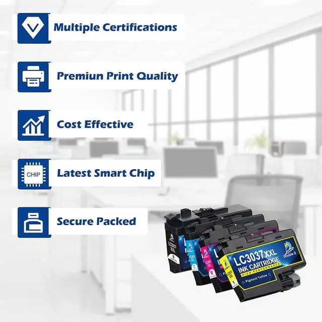 Alt view image 4 of 7 - LC3037 LC3037XXL Ink Cartridges Compatible Work with Brother LC3037 LC3037XXL LC3039, High Yield for MFC-J6945DW MFC-J5845DW XL MFC-J5945DW MFC-J6545DW XL (BK/C/M/Y) 4 Pack