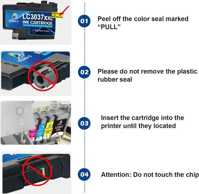 Alt view image 5 of 7 - DOUBLE D LC3037 Ink Cartridges Compatible Replacement  LC3037 LC3037XXL LC3039, High Yield use with MFC-J6945DW MFC-J5845DW XL MFC-J5945DW MFC-J6545DW XL (2BK/C/M/Y) 5 Pack