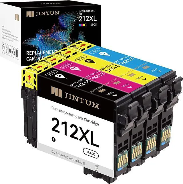 Main image of 212XL Ink Cartridges Remanufactured Epson 212 Ink Cartridges for Epson 212XL T212XL for use with Expression Home XP-4100 XP-4105 Workforce WF-2850 WF-2830 Printer (4-Pack)