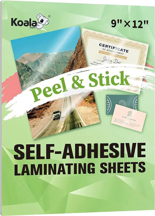 Main image of Koala Self Adhesive Laminating Sheets 9x12 Inch Clear Laminate Sheets