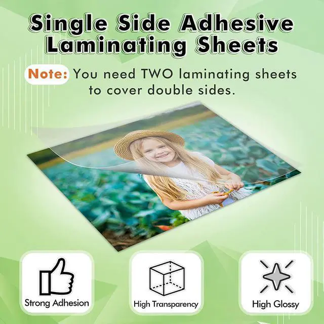 Alt view image 2 of 7 - Koala Self Adhesive Laminating Sheets 9x12 Inch Clear Laminate Sheets
