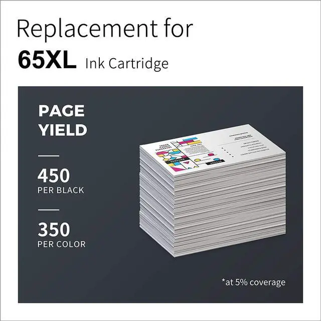 Alt view image 4 of 7 - LemeroUtrust Remanufactured Ink Cartridge Replacement  65XL 65 Color Ink Cartridge use with HP Envy 5052 5055 5058 | HP DeskJet 2655 3755 2652 2622 2624 Printer Ink Cartridges (2-Pack)