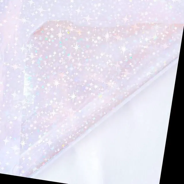 Alt view image 3 of 7 - 2 Types Transparent Holographic Laminate Sheets Overlay Lamination Vinyl A4 Size Self-Adhesive Holographic Laminate Film Waterproof Vinyl Sticker Paper for DIY Crafts, 10 Sheets 8.25 x 11.7 Inches