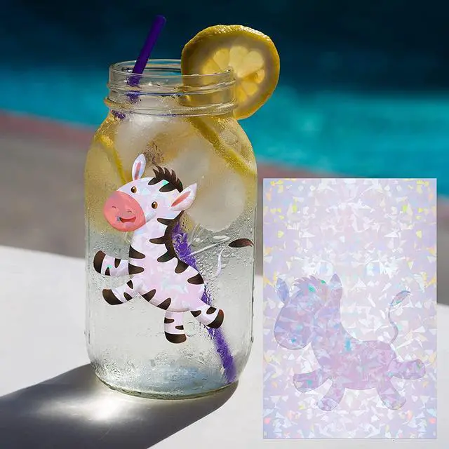 Alt view image 4 of 7 - 2 Types Transparent Holographic Laminate Sheets Overlay Lamination Vinyl A4 Size Self-Adhesive Holographic Laminate Film Waterproof Vinyl Sticker Paper for DIY Crafts, 10 Sheets 8.25 x 11.7 Inches