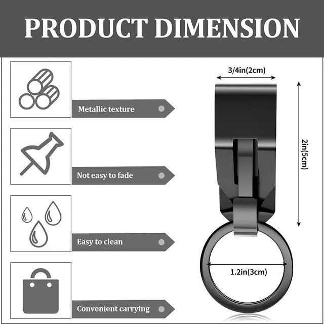 Alt view image 2 of 7 - Moxweyeni 4 Pieces Belt Key Clip Key Holder Security Metal Keychain Clip Ring for Men Home Office Supplies(Black)