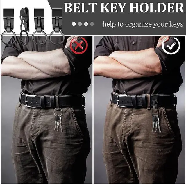 Alt view image 5 of 7 - Moxweyeni 4 Pieces Belt Key Clip Key Holder Security Metal Keychain Clip Ring for Men Home Office Supplies(Black)
