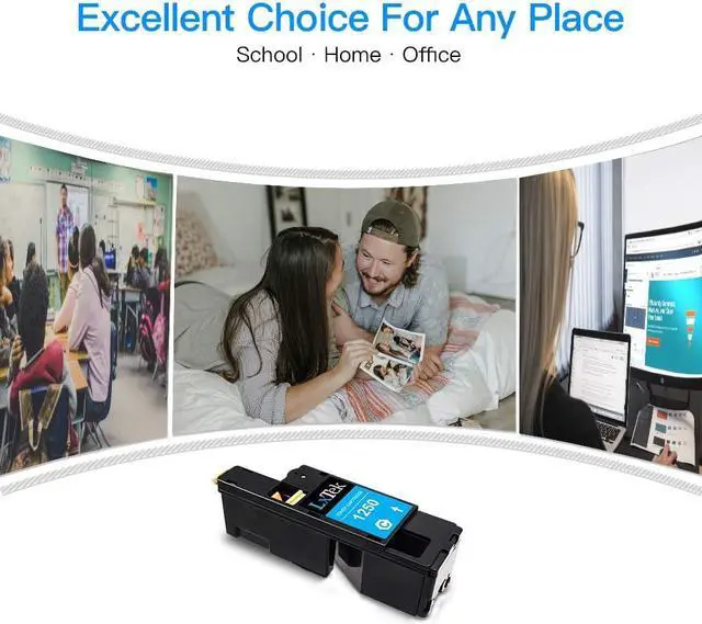 Alt view image 7 of 7 - LxTek Compatible Toner Cartridge Replacement for Dell 1250 810WH C5GC3 XMX5D WM2JC to use with 1250c C1760nw C1765nfw C1765nf 1350cnw 1355cn 1355cnw Printer (Black Cyan Magenta Yellow, 4-Pack)