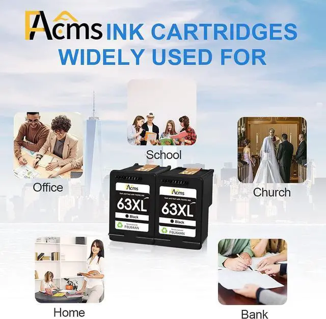 Alt view image 7 of 7 - FAcms Remanufactured 63xl Black Ink Cartridge Replacement  63 63XL  OfficeJet 3830 5255 5258 Envy 4520 4512 4513 4516 DeskJet 1112 1110 3630 3632 3634 2130 2132 Printer (2 Black)