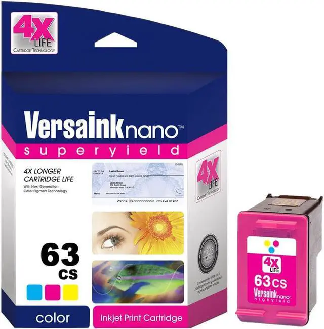 Alt view image 4 of 4 - VersaInk-Nano 63 MS MICR Black Ink Cartridge for Check Printing & VersaInk-Nano 63 CS Tri-Color Ink Cartridge Pack