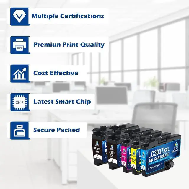 Alt view image 3 of 7 - DOUBLE D LC3037 Ink Cartridges Compatible Replacement  LC3037 LC3037XXL LC3039, High Yield use with MFC-J6945DW MFC-J5845DW XL MFC-J5945DW MFC-J6545DW XL (2BK/C/M/Y) 5 Pack