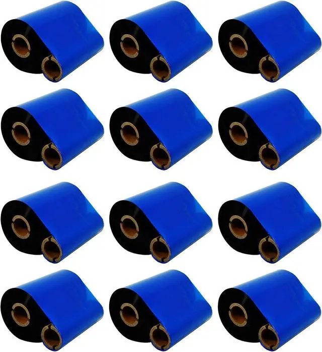 Main image of DEFMATE 12 Count Pack 4.33" x 1476' Thermal Wax Ribbon Core 1" Enhanced Wax Resin for Zebra Desktop Printer S4M Z4M 105SE 105S 105SL 105SLPlus 160S S500 S600
