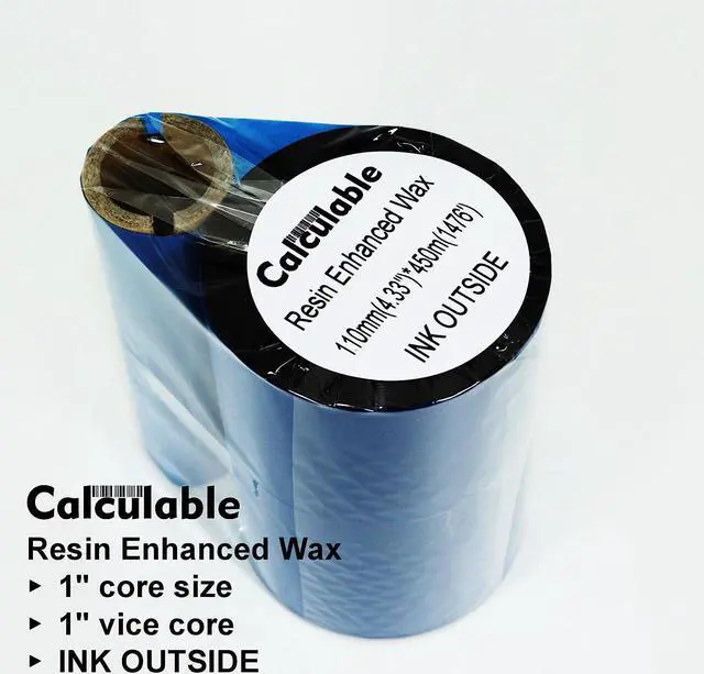 Alt view image 3 of 7 - DEFMATE 12 Count Pack 4.33" x 1476' Thermal Wax Ribbon Core 1" Enhanced Wax Resin for Zebra Desktop Printer S4M Z4M 105SE 105S 105SL 105SLPlus 160S S500 S600