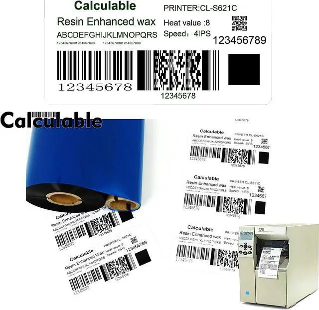 Alt view image 4 of 7 - DEFMATE 12 Count Pack 4.33" x 1476' Thermal Wax Ribbon Core 1" Enhanced Wax Resin for Zebra Desktop Printer S4M Z4M 105SE 105S 105SL 105SLPlus 160S S500 S600