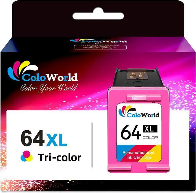 Main image of ColoWorld Remanufactured Ink Cartridge Replacement  64XL 64 XL Color Ink Cartridge Use for Envy Photo 7855 7155 6255 7858 7164 6222 7830 7864 6230, Inspire 7955e 7255e 7900e, Tango Smart Printer