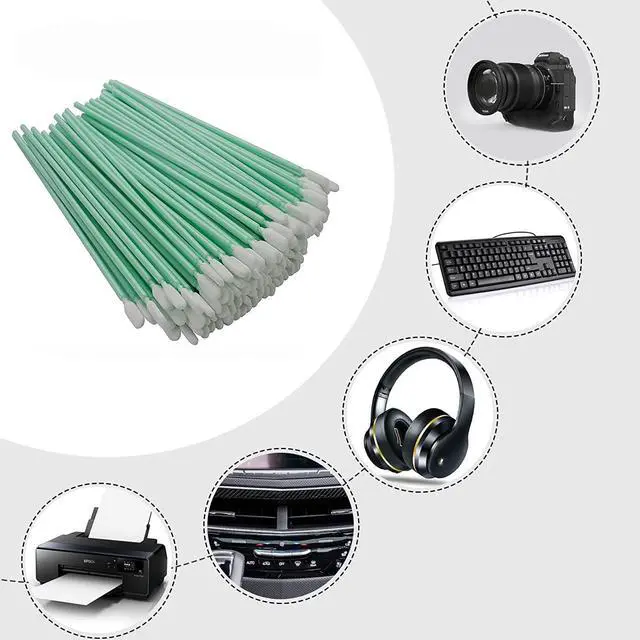 Alt view image 6 of 6 - INCHOO 100pc 6.3" Double Layer Polyester Cleaning Swab Sticks for Solvent Format Inkjet Printer Roland Optical Equipment