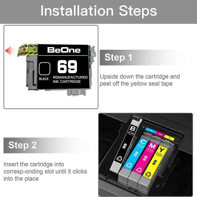 Alt view image 4 of 7 - BeOne T69 Ink Cartridges Remanufactured Replacement  69 T069 10-Pack to Use with Stylus NX100 NX110 NX215 NX300 NX400 NX415 NX510 NX515 Workforce 30 40 310 500 600 610 615 (4BK 2C 2M 2Y)