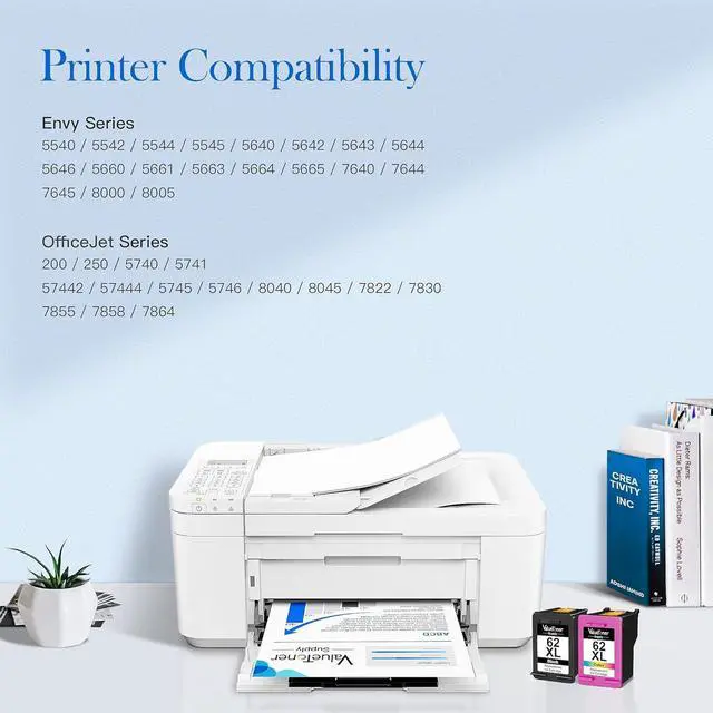 Alt view image 2 of 6 - Valuetoner Supply 62XL Ink Cartridge Combo Pack Replacement 62XL 62 XL High Yield  Envy 5540 5640 5660 7644 7645 OfficeJet 5740 8040 OfficeJet 200 250 Series Printer (1 Black, 1 Tri-Color)