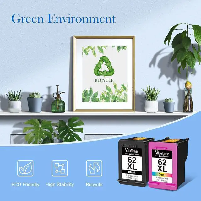 Alt view image 6 of 6 - Valuetoner Supply 62XL Ink Cartridge Combo Pack Replacement 62XL 62 XL High Yield  Envy 5540 5640 5660 7644 7645 OfficeJet 5740 8040 OfficeJet 200 250 Series Printer (1 Black, 1 Tri-Color)