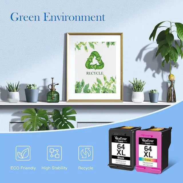 Alt view image 5 of 6 - Valuetoner Supply 64xl Remanufactured Ink Cartridge Replacement 64xl Ink Cartridge Combo Pack for Envy Photo 7858 7855 7155 6255 6252 7120 6232 7158 7164 5542 7255e 7955e 7958e Printer (2 Pack)