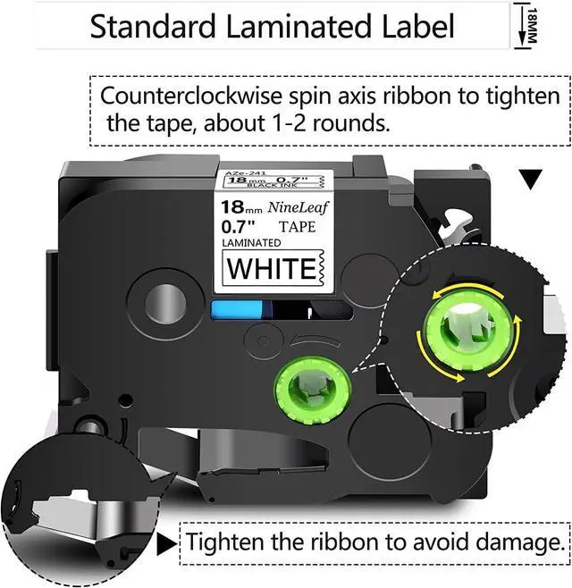 Alt view image 2 of 7 - NineLeaf Compatible Label Tape Replacement for Brother P-Touch TZe-241 TZe-141 TZe241 Black on White/Clear 18mm 3/4 inch Label Tapes