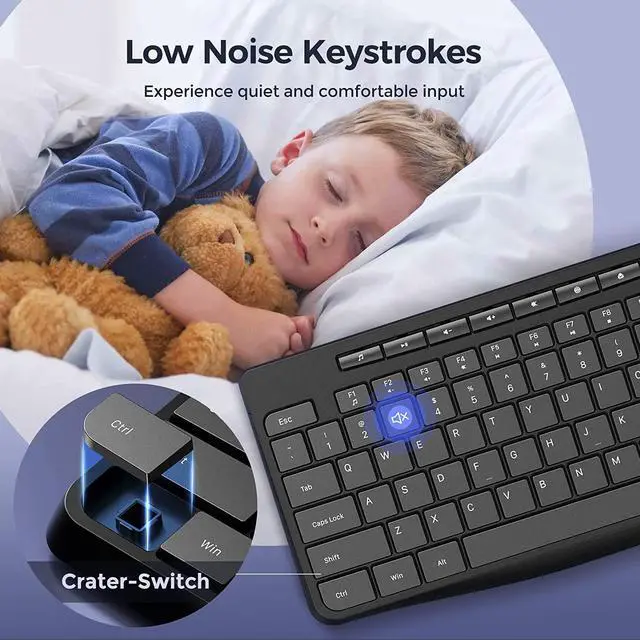 Alt view image 3 of 7 - Wired Keyboard,Quiet Keyboard, Multimedia USB Computer Keyboard, Silent Keyboardwith Low Profile Chiclet Keys,Large Number Pad,Spill-Resistant,Anti-Wear Letters,Full Size for Laptop,Desktop