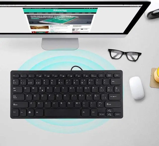 Alt view image 6 of 7 - Wendry Mini Keyboard Wired Ultra-Thin 78 Keys USB Keyboards,Portable Spanish Keyboard USB for Desktop Computer,Suitable for Both Office and Games,Black