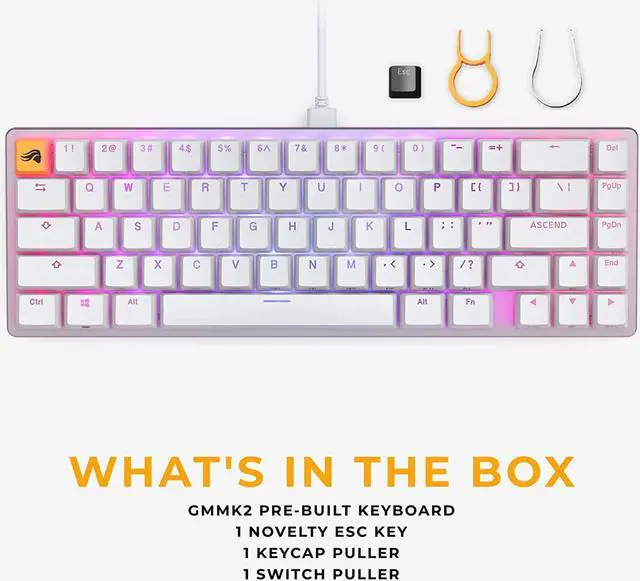 Alt view image 6 of 7 - Glorious Prebuilt Keyboard (White Ice - Compact TKL Hybrid)