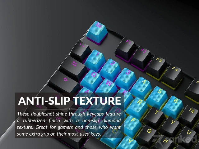 Alt view image 5 of 7 - Ranked Rubber Keycap Set | Double Shot Translucent | OEM Profile for Mechanical Gaming Keyboard (Neon Blue, 23 Keys)