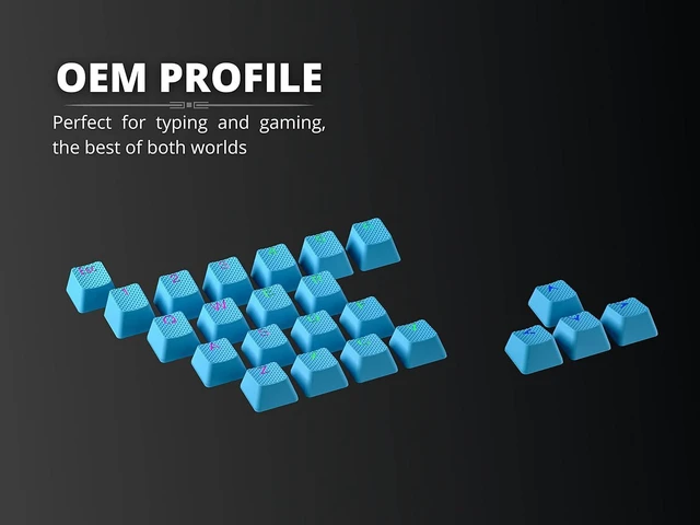 Alt view image 7 of 7 - Ranked Rubber Keycap Set | Double Shot Translucent | OEM Profile for Mechanical Gaming Keyboard (Neon Blue, 23 Keys)