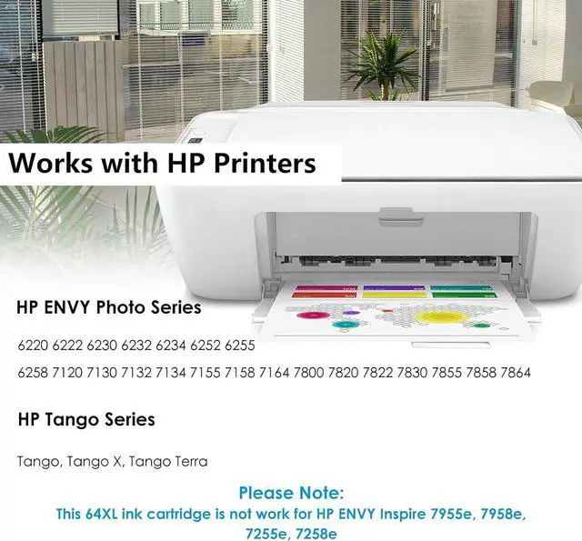 Alt view image 2 of 7 - Ubinki 64XL Ink Cartridge Black Color Combo Pack Replacement Ink 64 XL HP64 HP64XL Applicable for Envy 7855 7155 7858 7800 7955e 7958e 6200 6255 7830 7864 7120 Tango Ink X Printers(2-Pack)