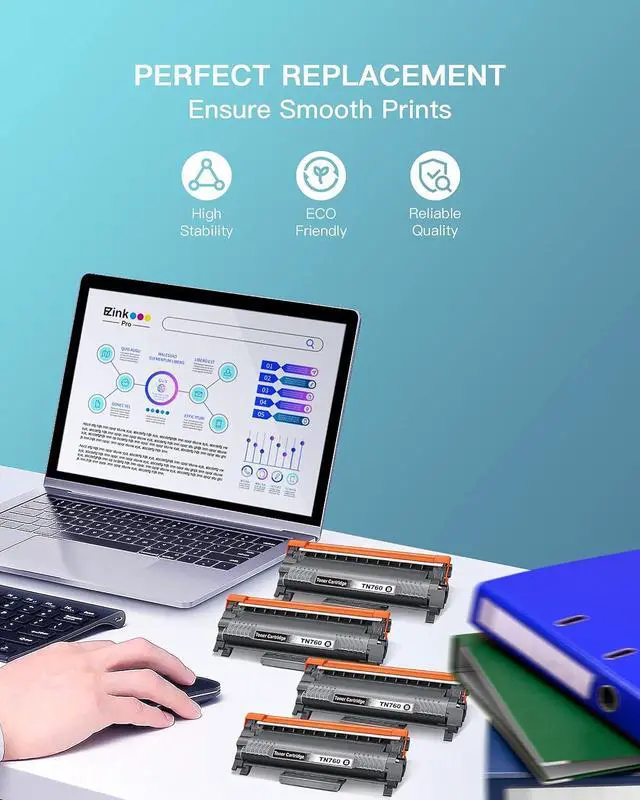 Alt view image 4 of 5 - E-Z Ink Pro Compatible Toner Cartridge Replacement  TN760 TN-760 TN730 to Use with HL-L2350DW HL-L2395DW HL-L2390DW HL-L2370DW MFC-L2750DW MFC-L2710DW DCP-L2550DW (Black,4 Pack)