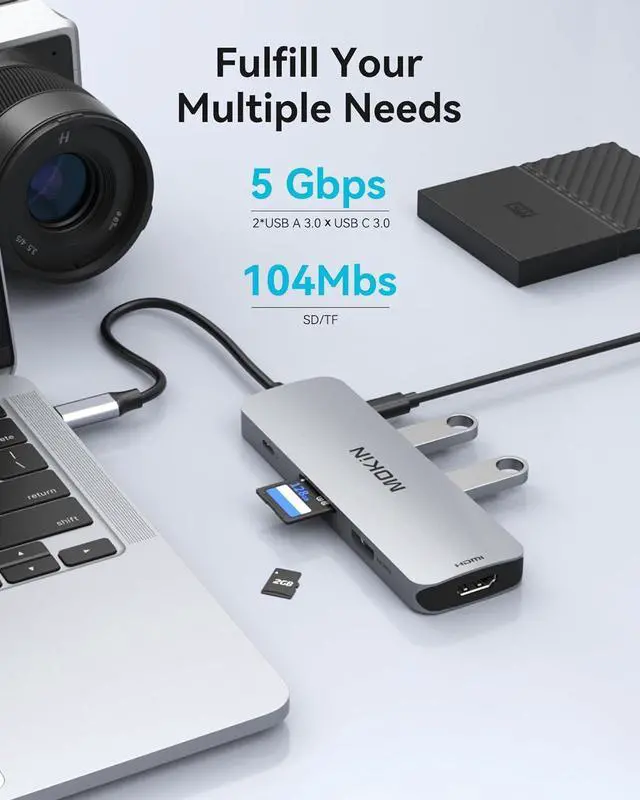 Alt view image 5 of 7 - MOKiN USB C Docking Station Dual Monitor, USB C to Dual HDMI Adapter, 8 in 1 Laptop Docking Station with 2 HDMI(4K @60Hz), PD Charging, USB A&C 3.0 Ports, SD/TF for /HP/Lenovo/Surface/Yoga etc