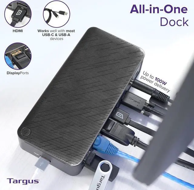 Alt view image 6 of 6 - Targus USB C Docking Station Universal DV4K, USB C Laptop Docking Station Dual Monitor 2 HDMI, with Legacy Host Power Kit, Works w/Operating Systems Like Windows, Mac, Android, iOS (DOCK182USZ)