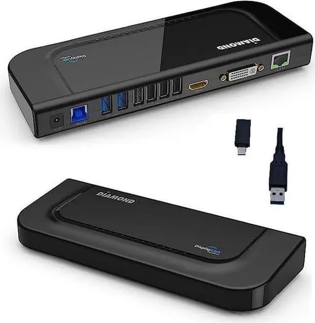 Main image of Diamond Multimedia Dual Video Output, USB/USB-C/TB3 Universal Docking Station with Gigabit Ethernet, HDMI, DVI, Audio for Windows 11, MacOS, Android 5.0+. DisplayLink Certified DL-3900 Chip (DS3900V3)