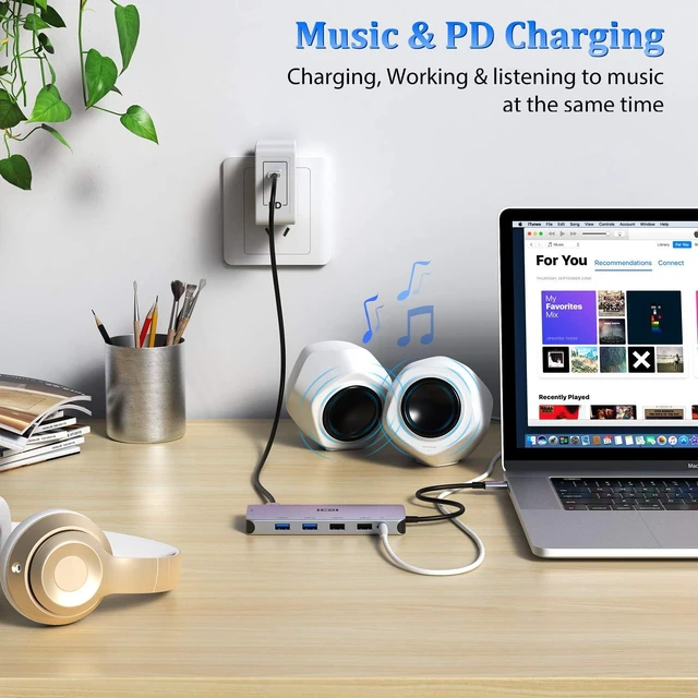 Alt view image 4 of 7 - USB C Multiport Hub, ICZI 11 in 1 Type C Adapter with Ethernet Port, 4K HDMI, VGA, USB 3.0 Ports, 100W Power Delivery Charging, SD/TF Card Reader for MacBook Pro Air, Laptops, Logitech Webcam