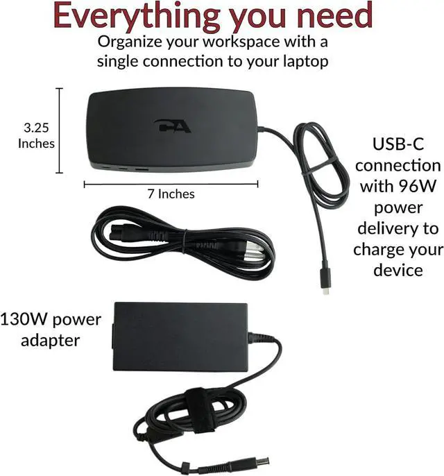 Alt view image 3 of 7 - CA Essential Universal Docking Station (DS-6000)  USB-C Docking Station with Triple 4K HDMI Displays, Six USB Ports, Ethernet Port, 90W Power for Laptop, Windows and Mac Compatible, TAA Compliant
