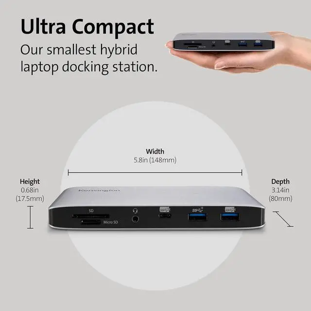 Alt view image 5 of 7 - Kensington SD2480T Thunderbolt 3 and USB-C Dual 4K Docking Station with 60W PD, SD & Micro SD Card Reader, for Windows and MacBooks (K38410NA)