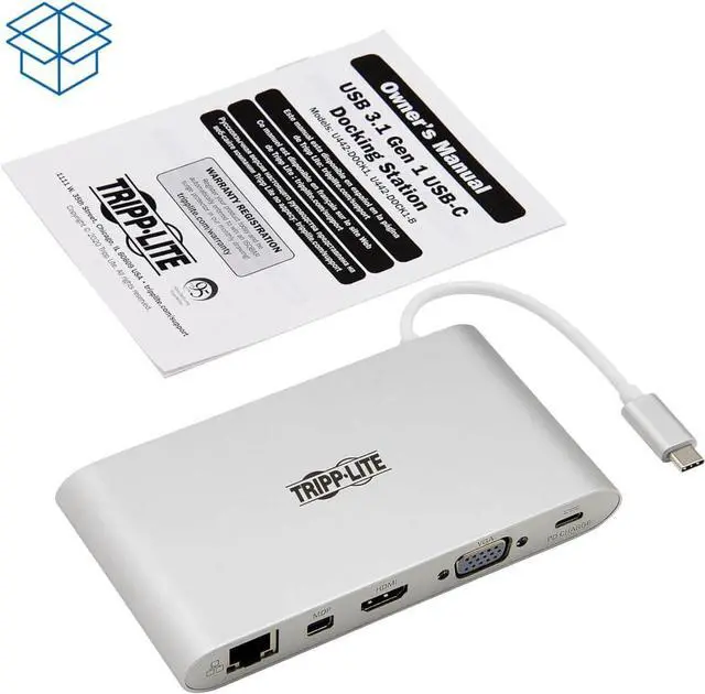 Alt view image 6 of 7 - TRIPP LITE USB 3.1 Gen 1 USB-C Docking Station with USB-A, HDMI, VGA, mDP, Gigabit Ethernet, Mem Card, 3.5mm & USB-C PD Charging, USB C, USB Type C, USB Type-C (U442-DOCK1)