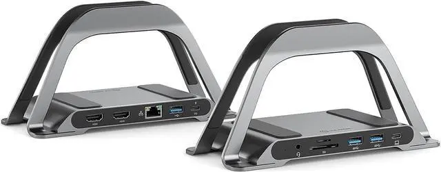 Main image of ALOGIC Bolt Plus USB C Laptop Docking Station w/ Stand, 10-in-1 4K Dual Monitor Dock w/ 2 HDMI, 3 USB, SD/TF, 100W Charging, Gigabit Ethernet, 3.5mm Audio, Aluminum Stand for MacBook, Windows Laptop