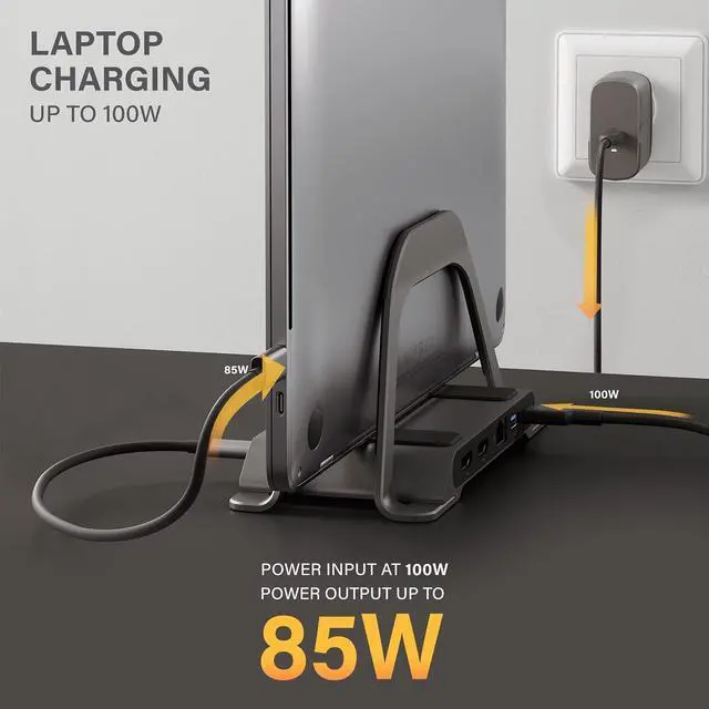 Alt view image 4 of 7 - ALOGIC Bolt Plus USB C Laptop Docking Station w/ Stand, 10-in-1 4K Dual Monitor Dock w/ 2 HDMI, 3 USB, SD/TF, 100W Charging, Gigabit Ethernet, 3.5mm Audio, Aluminum Stand for MacBook, Windows Laptop