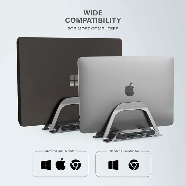 Alt view image 5 of 7 - ALOGIC Bolt Plus USB C Laptop Docking Station w/ Stand, 10-in-1 4K Dual Monitor Dock w/ 2 HDMI, 3 USB, SD/TF, 100W Charging, Gigabit Ethernet, 3.5mm Audio, Aluminum Stand for MacBook, Windows Laptop