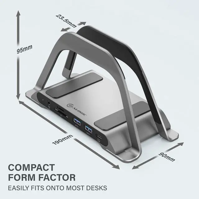 Alt view image 7 of 7 - ALOGIC Bolt Plus USB C Laptop Docking Station w/ Stand, 10-in-1 4K Dual Monitor Dock w/ 2 HDMI, 3 USB, SD/TF, 100W Charging, Gigabit Ethernet, 3.5mm Audio, Aluminum Stand for MacBook, Windows Laptop