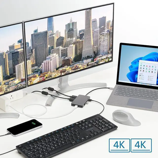 Alt view image 3 of 5 - Kensington UH1450P Dual 4K Monitor USB Type C Hub, Laptop Docking Stations with Dual 1.4++ DisplayPort Ports, 85W Charging for Thunderbolt 3/4 and USB-C Devices, 2X USB-A, 1 USB Type C Port (K36900WW)