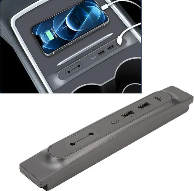 Alt view image 3 of 7 - Brilluxa USB Hub Dock, Console Charging Station Multi Port Compatible with Tesla Y 20212023, Center Console Expansion Module