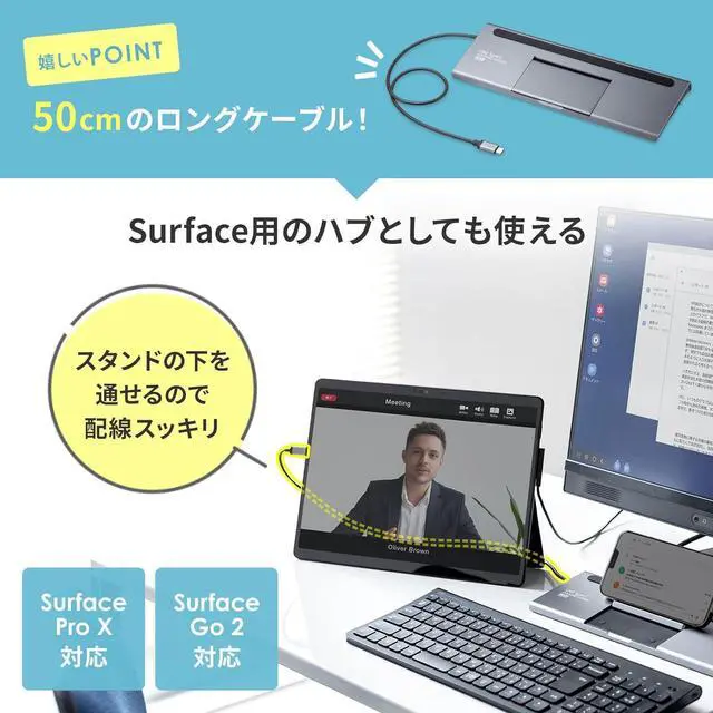 Alt view image 4 of 7 - Sanwa Supply USB-C VDK8 Docking Station/Hub USB Type-C Connection (HDMI/VGA Output Compatible), Type-C Female x 1 (PD 3.0, Charging Only), USB A Connector x 3, Female x 3, 3.5mm Stereo Mini Jack x